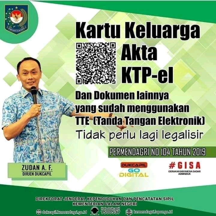 Kartu Keluarga, Akta dan KTP-el dan dokumen lainnya yang sudah menggunakan TTE (Tanda Tangan Elektro